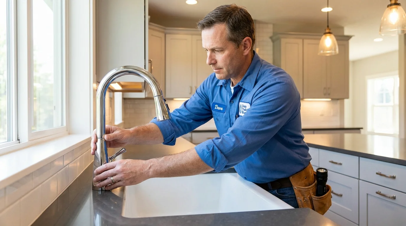 Kitchen faucet installation by Johns Plumbing LLC in Morrisonville
