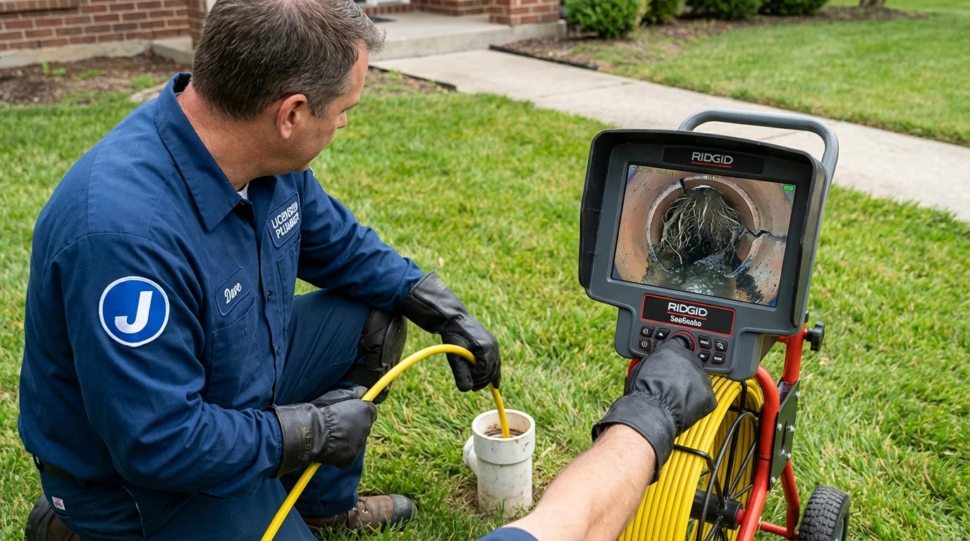 Sewer camera inspection being performed by Johns Plumbing LLC in Morrisonville